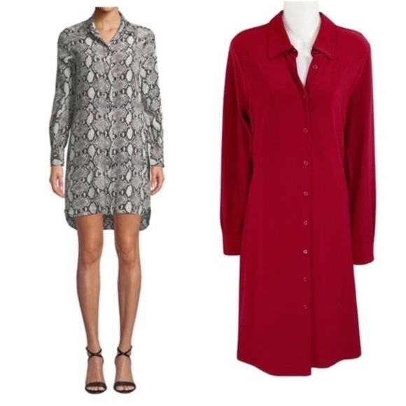 Norma Kamali Red Jersey Knit Button Down Midi Dress - Picture 1 of 4